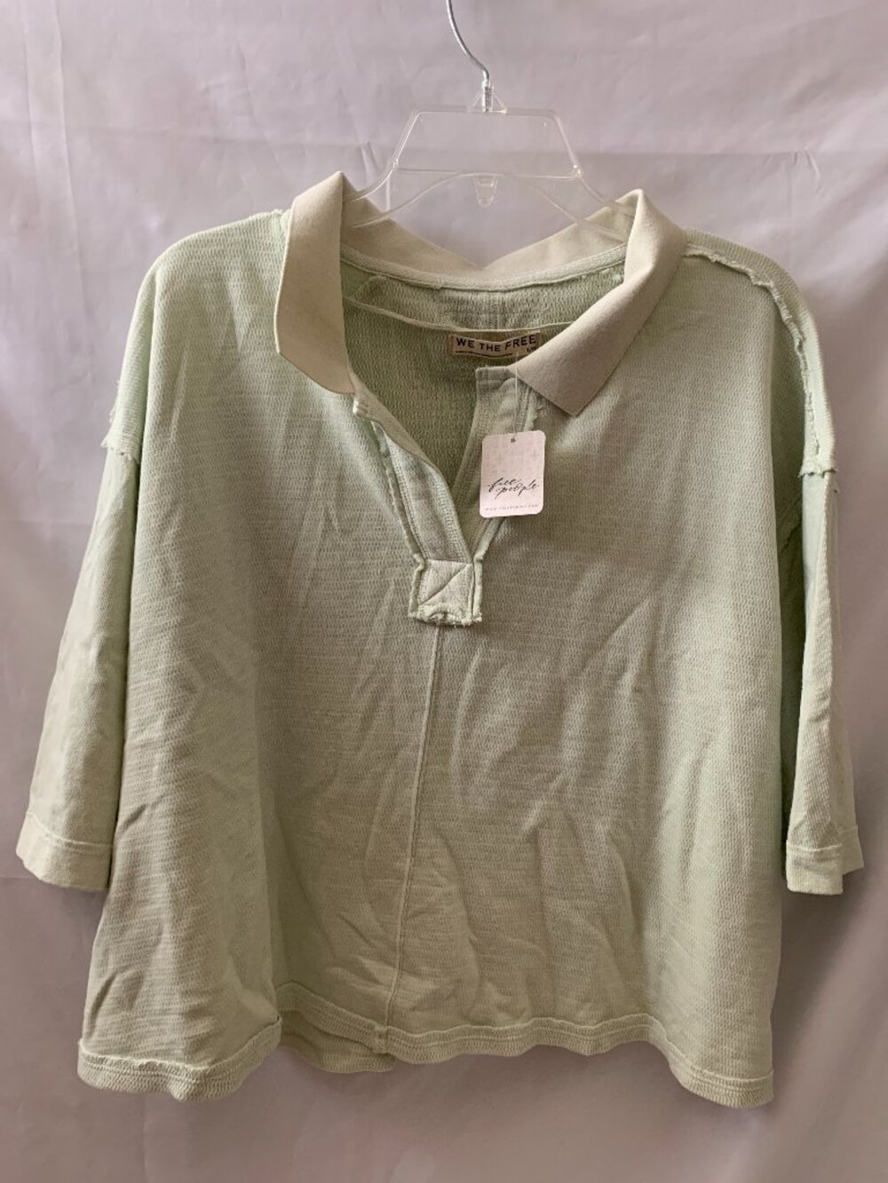 WE THE FREE BY FREE PEOPLE Denmark Polo Short Sleeve Tee in Candy Mint Sz LARGE